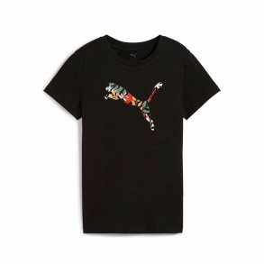 Kort�rmet T-shirt til Kvinder Puma Graphics Floral Cat Sort