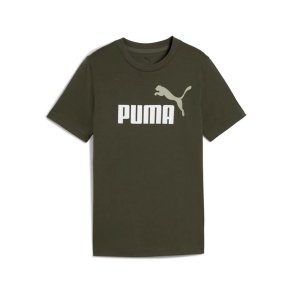 B�rne Kort�rmet T-shirt Puma Essentials 2 Color No.1 Log Oliven