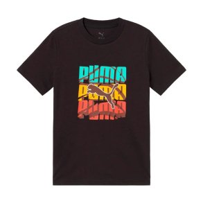 B�rne Kort�rmet T-shirt Puma Graphic Logo Colour Sort