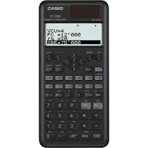 Lommeregner Casio FC-200V-2-W-ET Sort Plastik 16,2 x 7,7 x 1,1 cm