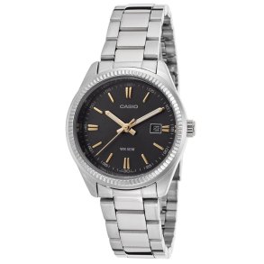 Dameur Casio DATE - BLACK, GOLD INDEXES ( 30 mm)