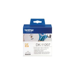 Printer labels Brother DK-11207 CD/DVD  58 mm Sort/Hvid