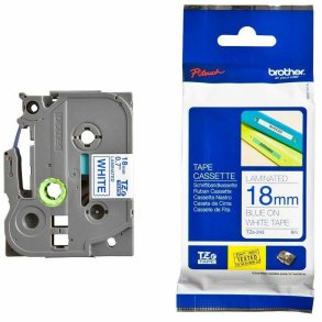Lamineret tape til mrkningsmaskiner Brother TZE-243 Hvid 18mm