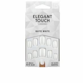 Falske negle Elegant Touch Polished Colour Afrundet Quite White 24 Dele (48 uds)