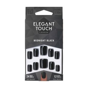 Falske negle Elegant Touch Core Colour Midnight black (24 pcs)