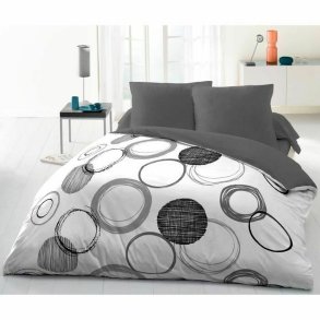 Sengetj st HOME LINGE PASSION Hvid Gr Lysegr 220 x 240 cm Cirkler