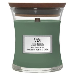Duftlys Woodwick Mint Leaves & Oak 275 g