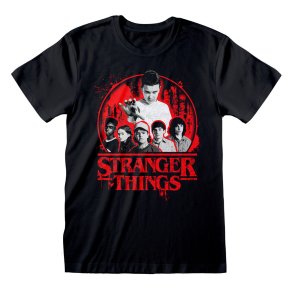 Kortrmet T-shirt Stranger Things Circle Logo Sort Unisex