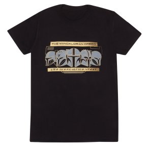 Kortrmet T-shirt The Mandalorian Row of Helmets Sort Unisex