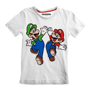 Brne Kortrmet T-shirt Super Mario Mario and Luigi Hvid