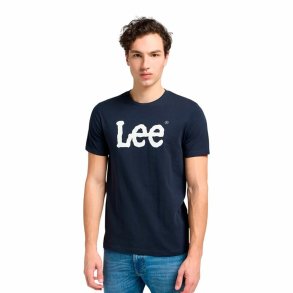 Kortrmet T-shirt til Mnd Lee Wobbly Logo Tee Marinebl