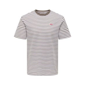 Kort�rmet T-shirt til M�nd Only & Sons Onsdawson Reg Stripe Lys brun