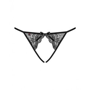 Knickers Obsessive Miamor crotchless panties L/XL Sort Snrebnd