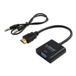 HDMI til VGA med lydadapter Savio CL-23/B Sort 50 cm