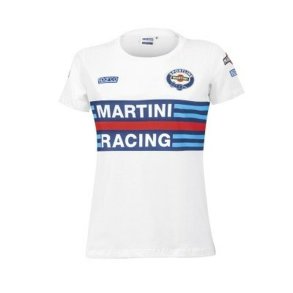 Kort�rmet T-shirt til Kvinder Sparco Martini Racing Hvid