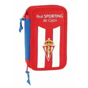Dobbelt penalhus Real Sporting de Gijn Hvid Rd 12.5 x 19.5 x 4 cm (28 Dele)