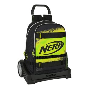 Skolerygsk med Hjul Nerf Neon Sort Lime (31 x 44 x 17 cm)