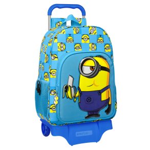 Skolerygsk med Hjul Minions Minionstatic Bl (33 x 42 x 14 cm)