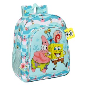 Skoletaske Spongebob Stay positive Bl Hvid 32 x 38 x 12 cm