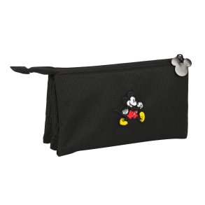 Tredobbelt bretaske Mickey Mouse Sort 22 x 12 x 3 cm