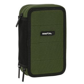 Tredobbelt Penalhus Safta Dark forest Sort Grn 12.5 x 19.5 x 5.5 cm (36 Dele)