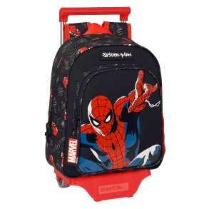 Skolerygsk med Hjul Spider-Man Hero Sort 27 x 33 x 10 cm