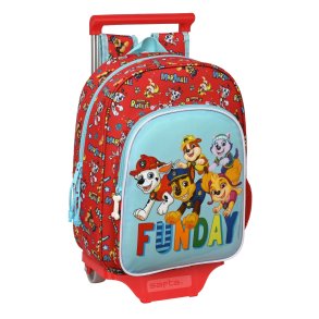 Skolerygsk med Hjul The Paw Patrol Funday Bl Rd 26 x 34 x 11 cm