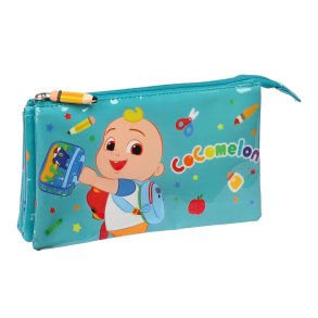 Tredobbelt bretaske CoComelon Back to class Lysebl (22 x 12 x 3 cm)