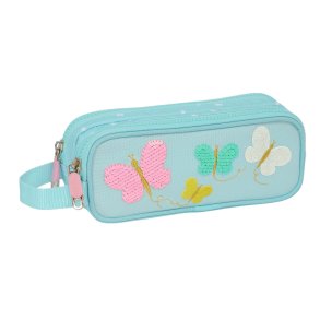 Dobbelt carry-all Moos Butterflies Lysebl 21 x 8 x 6 cm