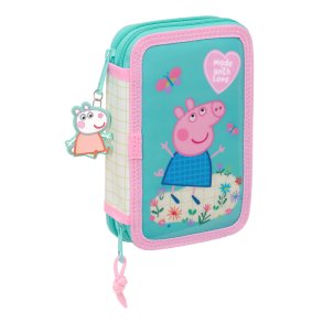 Penalhus med Tilbehr Peppa Pig Pretty flowers Gul Mint 12.5 x 19.5 x 4 cm 29 Dele