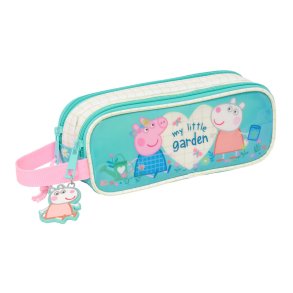 Dobbelt carry-all Peppa Pig Pretty flowers Gul Mint 21 x 8 x 6 cm