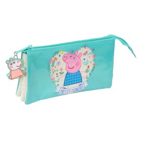 Tredobbelt bretaske Peppa Pig Pretty flowers Gul Mint 22 x 12 x 3 cm