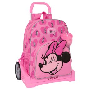 Skolerygsk med Hjul Minnie Mouse Loving Pink 33 x 42 x 14 cm