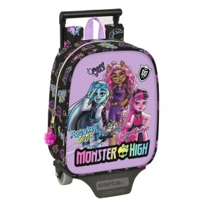 Skolerygsk med Hjul Monster High Creep Sort 22 x 27 x 10 cm