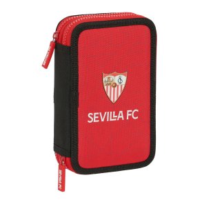 Dobbelt penalhus Sevilla Ftbol Club Sort Rd 12.5 x 19.5 x 4 cm (28 Dele)