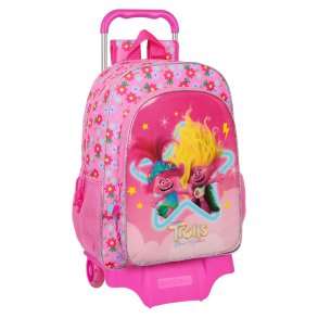 Skolerygsk med Hjul Trolls Pink 33 x 42 x 14 cm