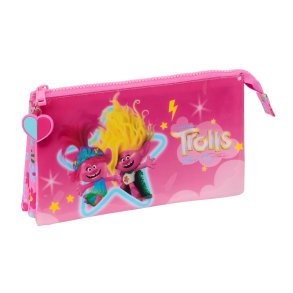 Tredobbelt bretaske Trolls Pink 22 x 12 x 3 cm