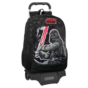 Skolerygsk med Hjul Star Wars The fighter Sort 32 x 44 x 16 cm