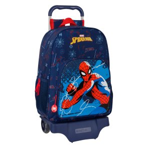 Skolerygsk med Hjul Spider-Man Neon Marinebl 33 x 42 x 14 cm