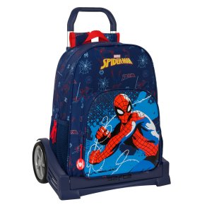 Skolerygsk med Hjul Spider-Man Neon Marinebl 33 x 42 x 14 cm