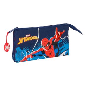 Dobbelt carry-all Spider-Man Neon Marinebl 22 x 12 x 3 cm
