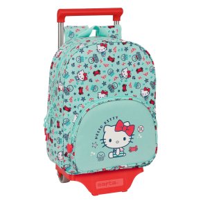Skolerygsk med Hjul Hello Kitty Sea lovers Turkisbl 26 x 34 x 11 cm
