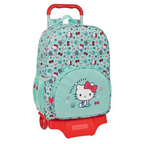 Skolerygsk med Hjul Hello Kitty Sea lovers Turkisbl 33 x 42 x 14 cm