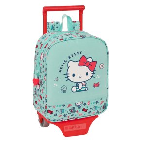 Skolerygsk med Hjul Hello Kitty Sea lovers Turkisbl 22 x 27 x 10 cm