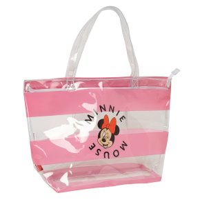 Hndtasker til damer Minnie Mouse Beach Pink Gennemsigtig