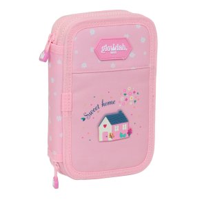Dobbelt penalhus Glow Lab Sweet home Pink 12.5 x 19.5 x 4 cm (28 Dele)