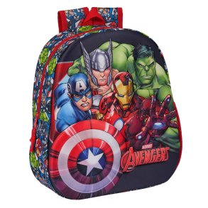 Skoletaske The Avengers Sort R�d 27 x 33 x 10 cm