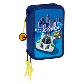 Tredobbelt Penalhus Hot Wheels Sonny Marinebl 12,5 x 19,5 x 5,5 cm 36 Dele