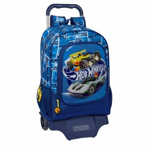 Skolerygsk med Hjul Hot Wheels Sonny Marinebl 32 x 42 x 14 cm