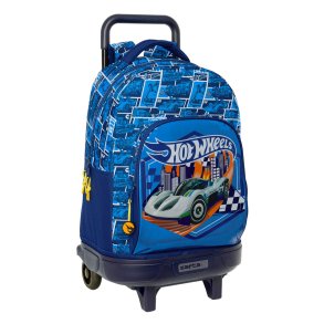 Skolerygsk med Hjul Hot Wheels Sonny Marinebl 33 x 45 x 22 cm